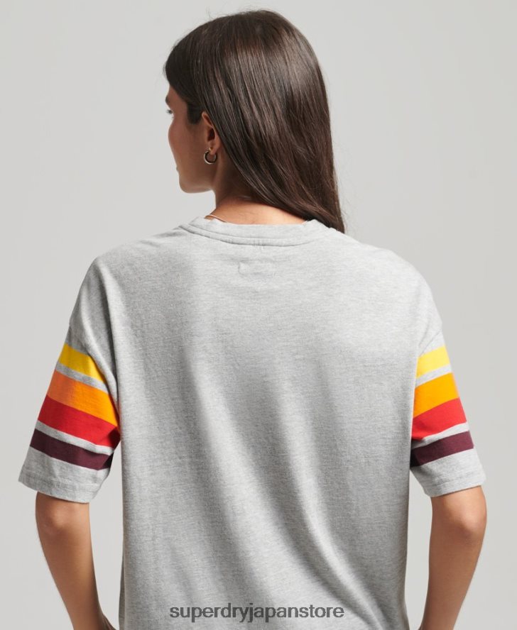 オーガニックコットン カリストライプ 2.0 Tシャツ 女性 Superdry 衣類 ライトグレー 2J62PZ6220