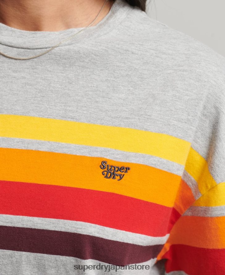 オーガニックコットン カリストライプ 2.0 Tシャツ 女性 Superdry 衣類 ライトグレー 2J62PZ6220