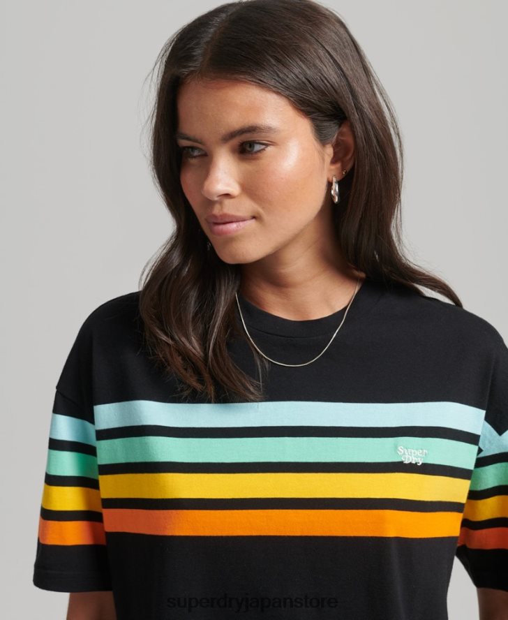 オーガニックコットン カリストライプ 2.0 Tシャツ 女性 Superdry 衣類 黒 2J62PZ6256