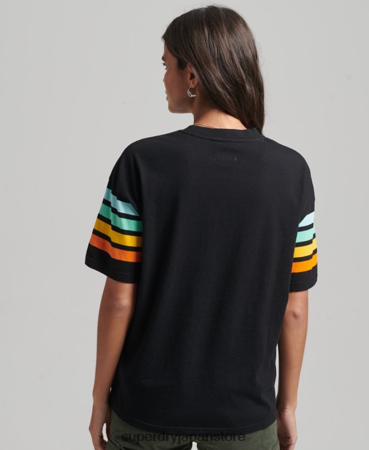 オーガニックコットン カリストライプ 2.0 Tシャツ 女性 Superdry 衣類 黒 2J62PZ6256