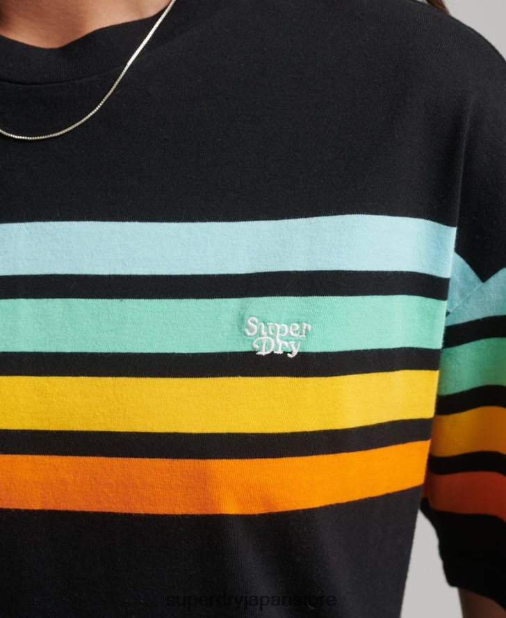 オーガニックコットン カリストライプ 2.0 Tシャツ 女性 Superdry 衣類 黒 2J62PZ6256
