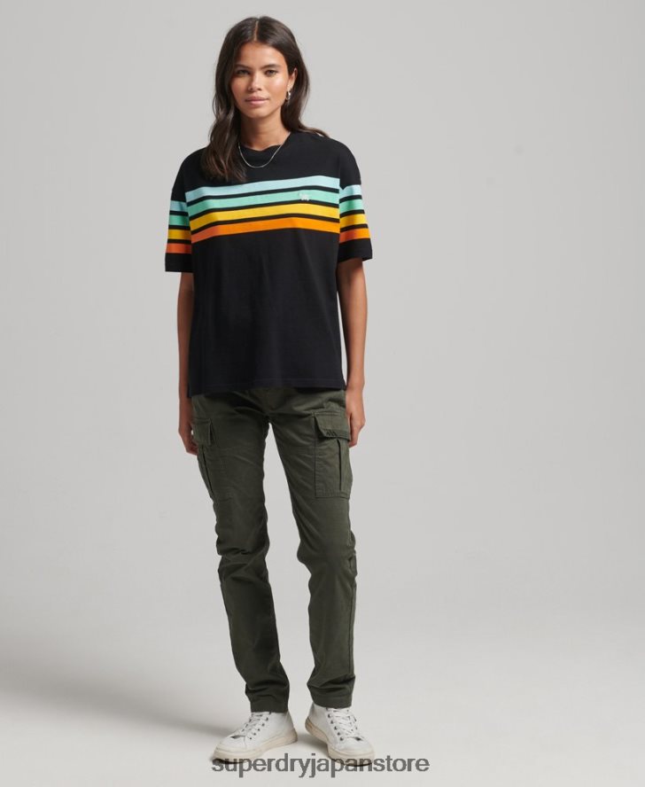 オーガニックコットン カリストライプ 2.0 Tシャツ 女性 Superdry 衣類 黒 2J62PZ6256