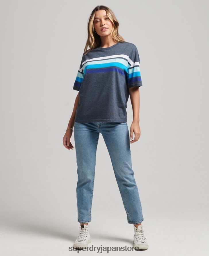 オーガニックコットン カリストライプ 2.0 Tシャツ 女性 Superdry 衣類 海軍 2J62PZ6272