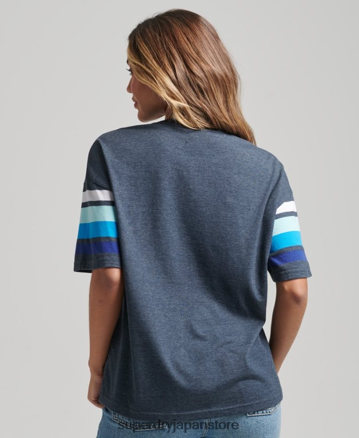 オーガニックコットン カリストライプ 2.0 Tシャツ 女性 Superdry 衣類 海軍 2J62PZ6272