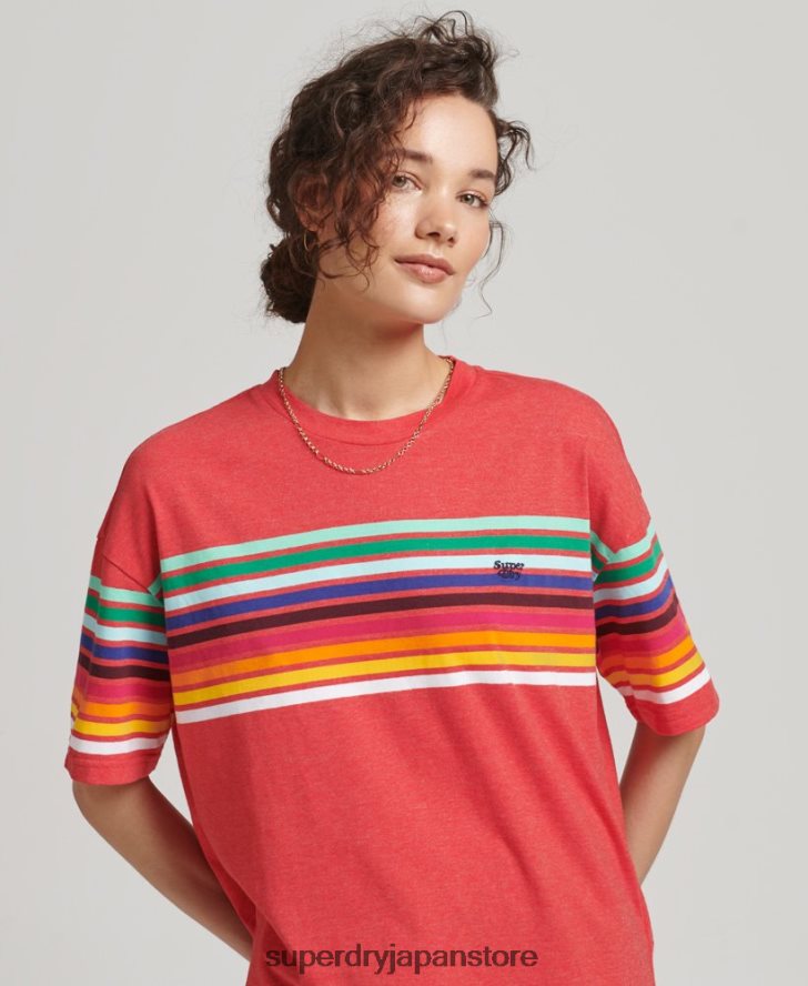 オーガニックコットン カリストライプ 2.0 Tシャツ 女性 Superdry 衣類 赤 2J62PZ6294