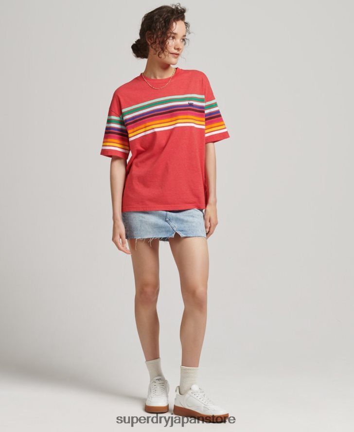 オーガニックコットン カリストライプ 2.0 Tシャツ 女性 Superdry 衣類 赤 2J62PZ6294