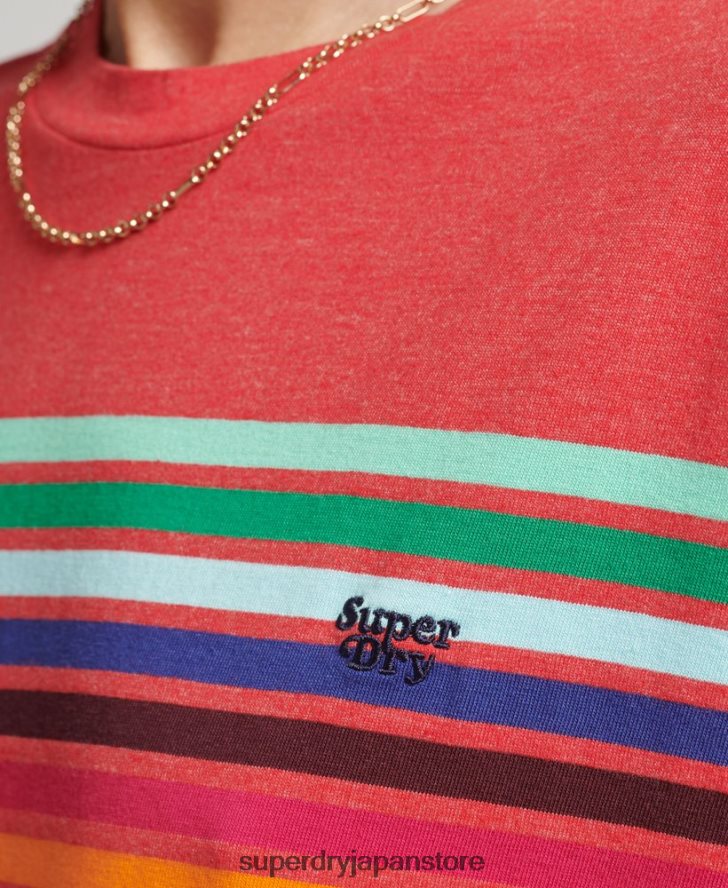 オーガニックコットン カリストライプ 2.0 Tシャツ 女性 Superdry 衣類 赤 2J62PZ6294