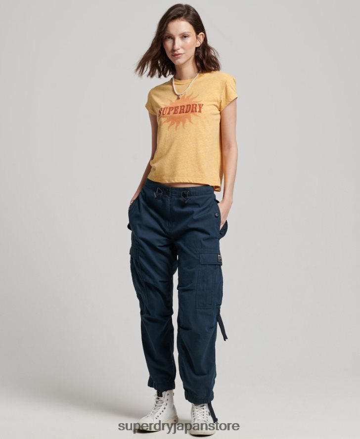 70年代のヴィンテージスキニーTシャツ 女性 Superdry 衣類 黄色 2J62PZ2623