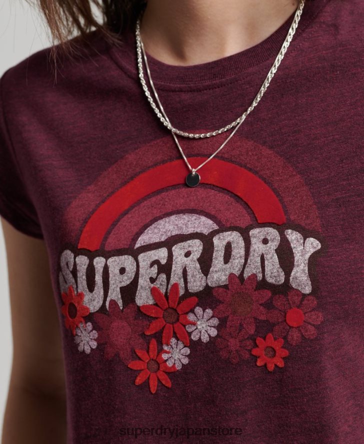 70年代のヴィンテージスキニーTシャツ 女性 Superdry 衣類 赤 2J62PZ2626