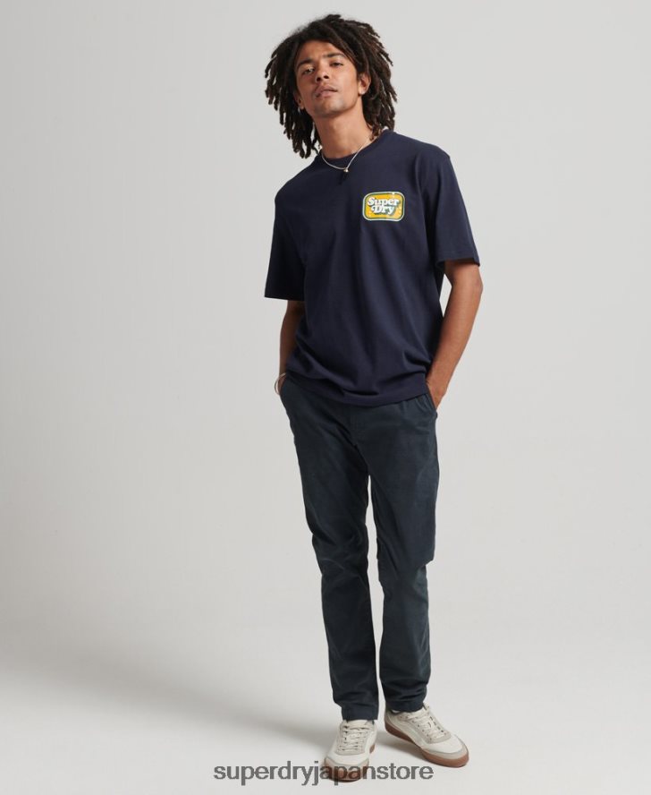 クーパー レトロ 70 年代 グラフィック T シャツ 男性 Superdry 衣類 海軍 2J62PZ4811