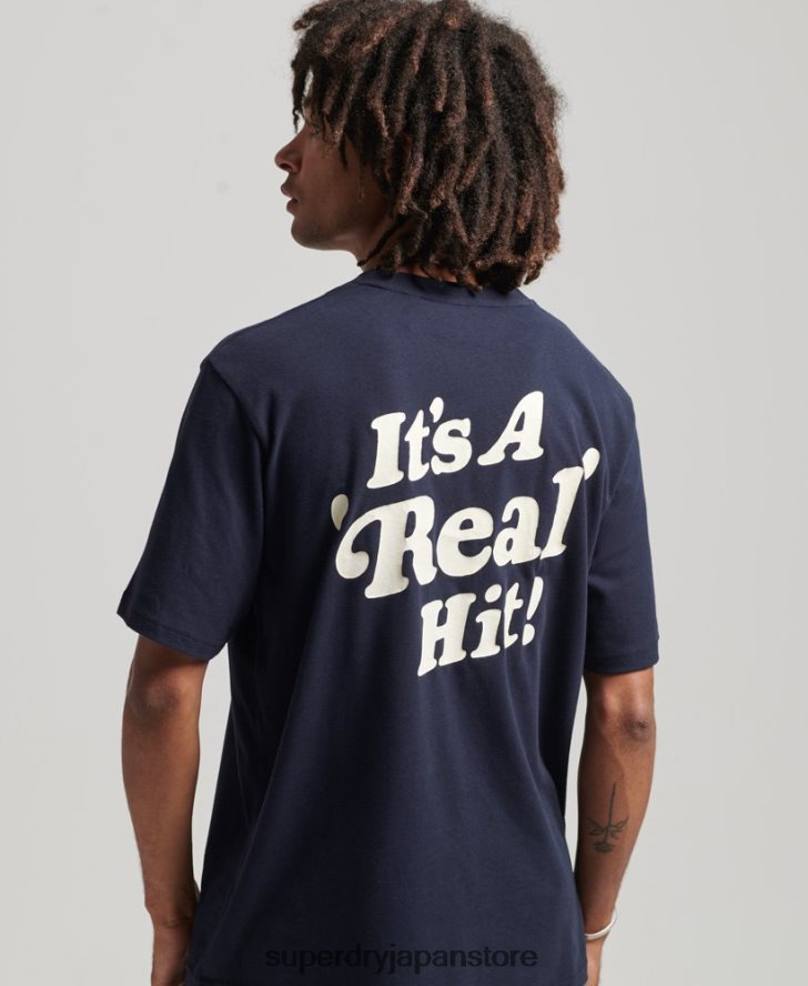 クーパー レトロ 70 年代 グラフィック T シャツ 男性 Superdry 衣類 海軍 2J62PZ4811