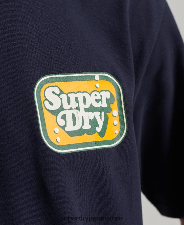 クーパー レトロ 70 年代 グラフィック T シャツ 男性 Superdry 衣類 海軍 2J62PZ4811