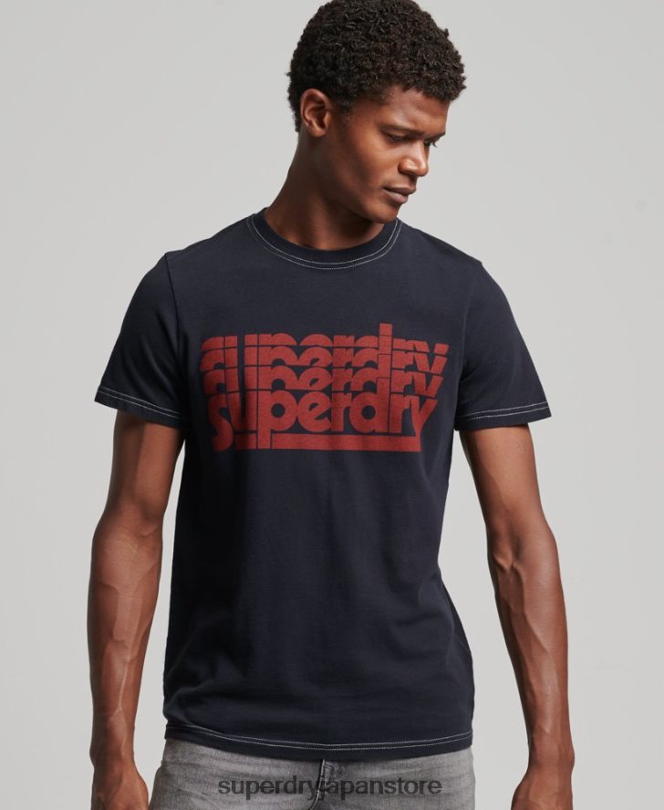 ヴィンテージ 70 年代のストライプ T シャツ 男性 Superdry 衣類 海軍 2J62PZ4873