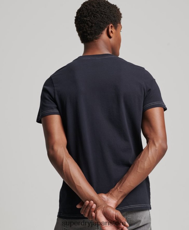 ヴィンテージ 70 年代のストライプ T シャツ 男性 Superdry 衣類 海軍 2J62PZ4873