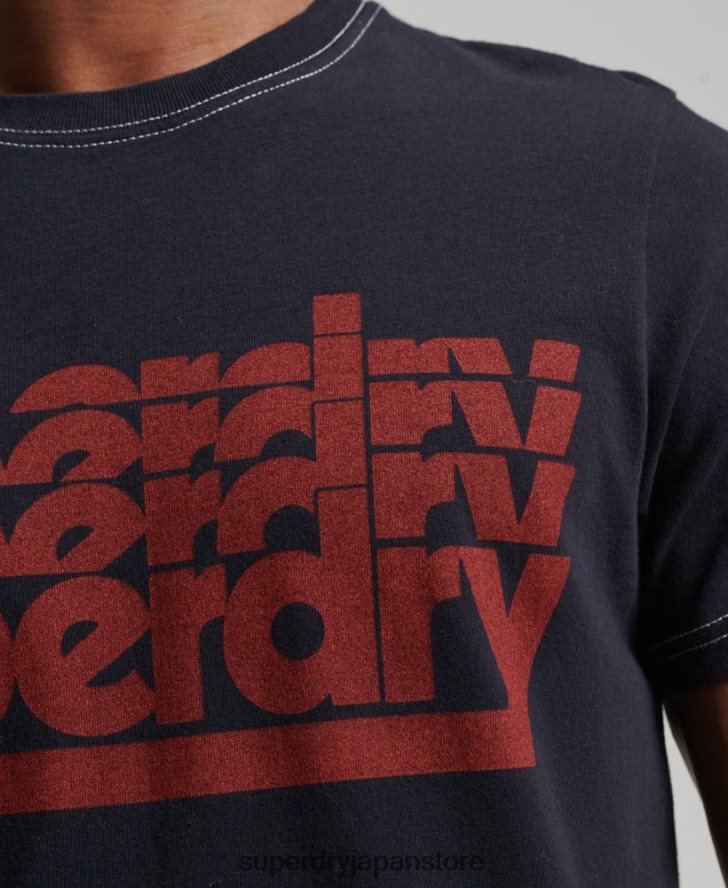 ヴィンテージ 70 年代のストライプ T シャツ 男性 Superdry 衣類 海軍 2J62PZ4873