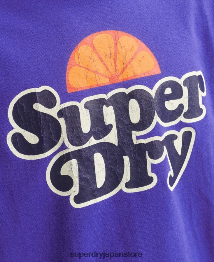 クーパー レトロ 70 年代 グラフィック T シャツ 男性 Superdry 衣類 ライトブルー 2J62PZ4900