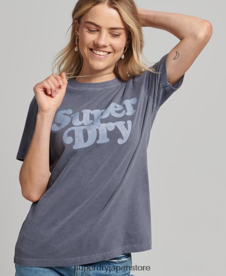 クーパークラシック 70s ロゴ T シャツ 女性 Superdry 衣類 海軍 2J62PZ6190