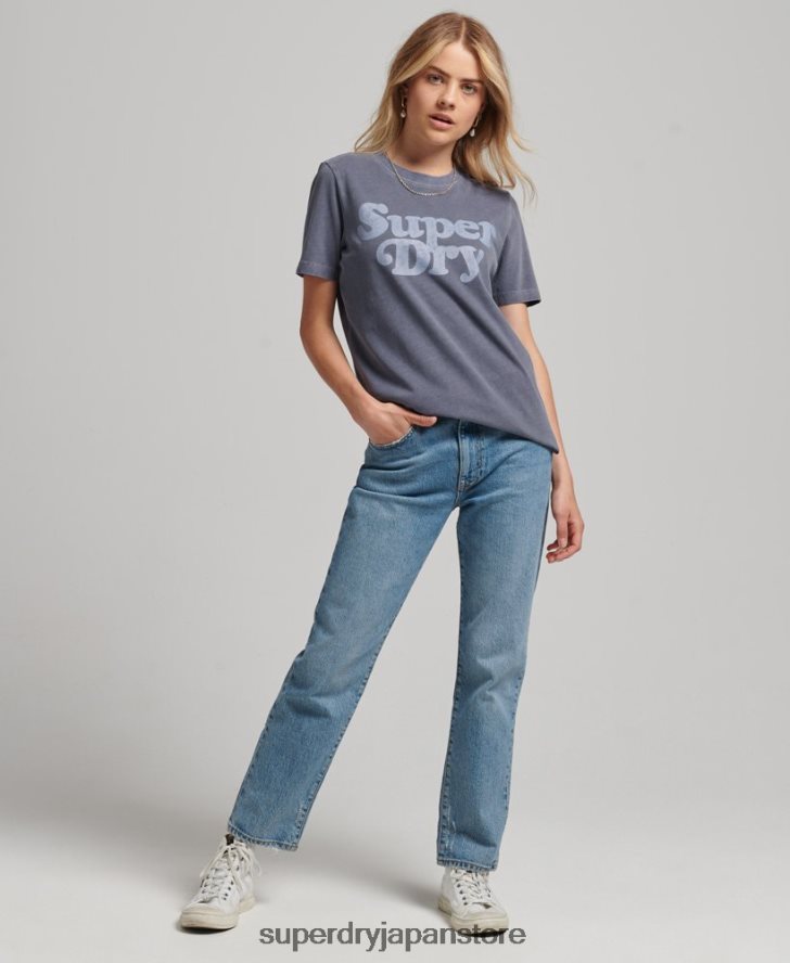 クーパークラシック 70s ロゴ T シャツ 女性 Superdry 衣類 海軍 2J62PZ6190