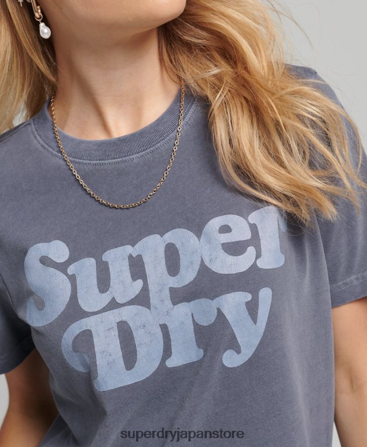 クーパークラシック 70s ロゴ T シャツ 女性 Superdry 衣類 海軍 2J62PZ6190