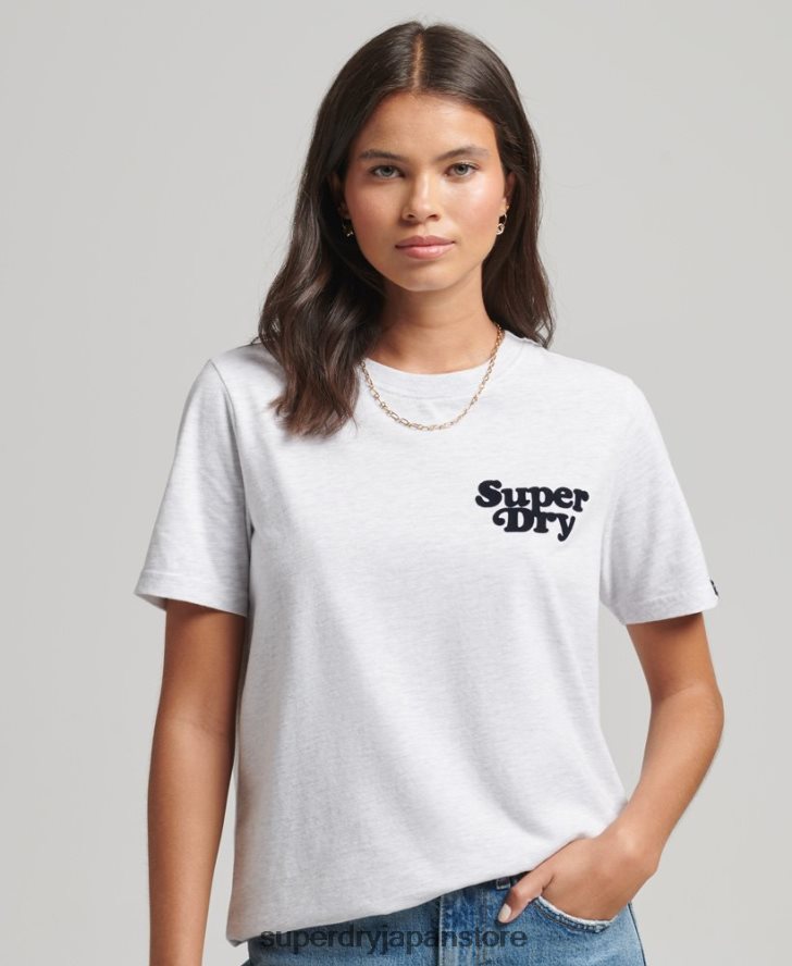 クーパークラシック 70s ロゴ T シャツ 女性 Superdry 衣類 ライトグレー 2J62PZ6200