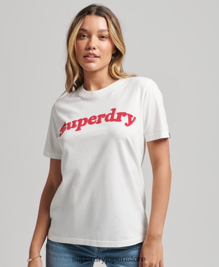 クーパークラシック 70s ロゴ T シャツ 女性 Superdry 衣類 クリーム 2J62PZ6204