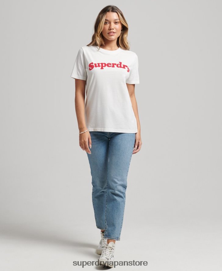 クーパークラシック 70s ロゴ T シャツ 女性 Superdry 衣類 クリーム 2J62PZ6204