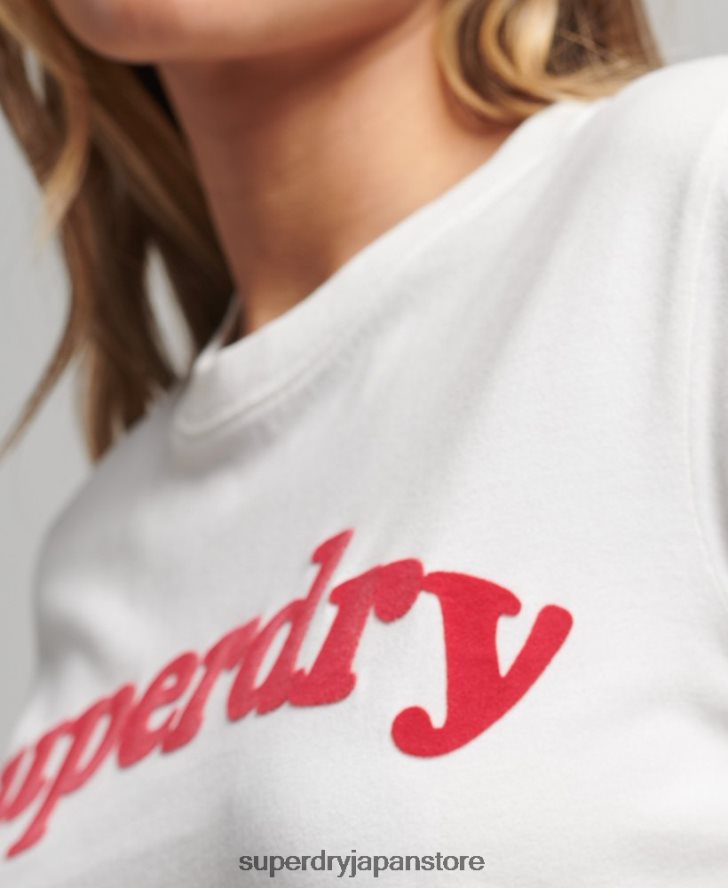 クーパークラシック 70s ロゴ T シャツ 女性 Superdry 衣類 クリーム 2J62PZ6204