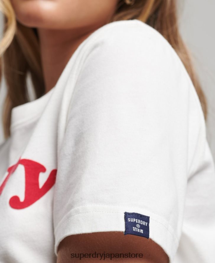 クーパークラシック 70s ロゴ T シャツ 女性 Superdry 衣類 クリーム 2J62PZ6204
