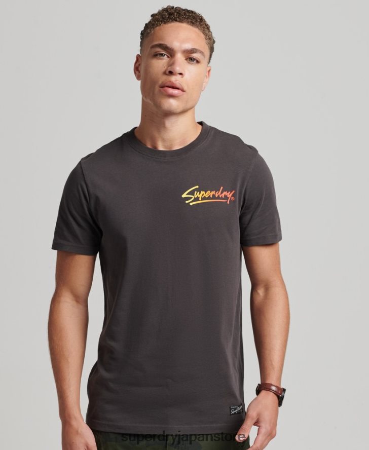 80年代ダウンタウンスクリプトロゴTシャツ 男性 Superdry 衣類 茶色 2J62PZ4794