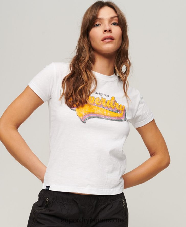 レインボー 90 年代 T シャツ 女性 Superdry 衣類 白 2J62PZ2102