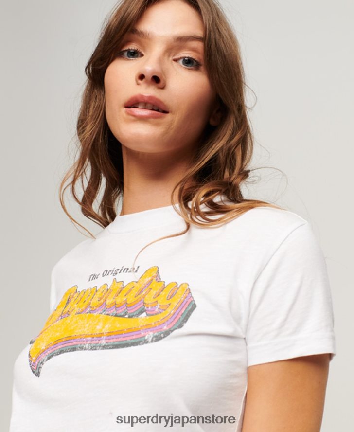 レインボー 90 年代 T シャツ 女性 Superdry 衣類 白 2J62PZ2102