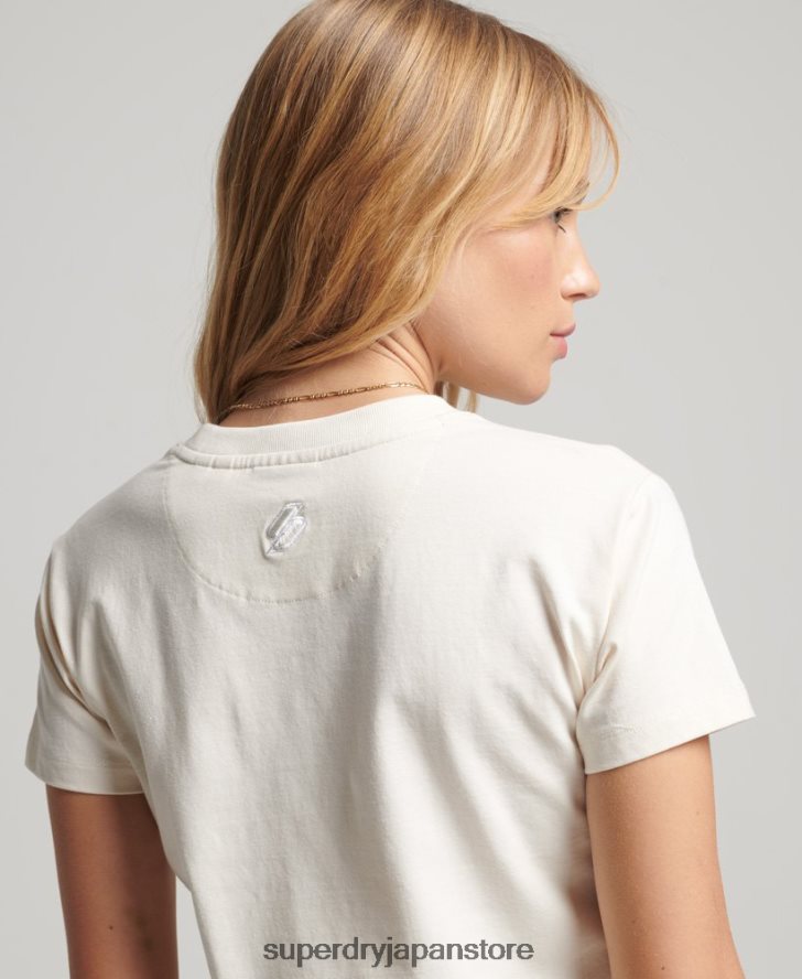 90年代グラフィックTシャツ 女性 Superdry 衣類 クリーム 2J62PZ2154
