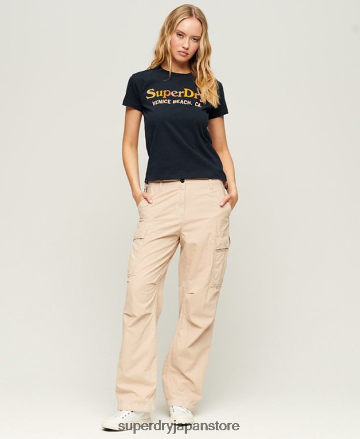 レインボー 90 年代 T シャツ 女性 Superdry 衣類 海軍 2J62PZ2220