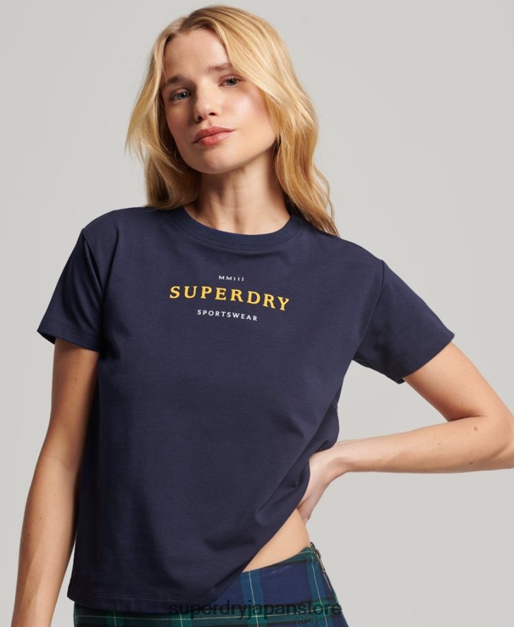 90年代グラフィックTシャツ 女性 Superdry 衣類 海軍 2J62PZ2614