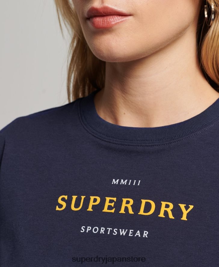 90年代グラフィックTシャツ 女性 Superdry 衣類 海軍 2J62PZ2614