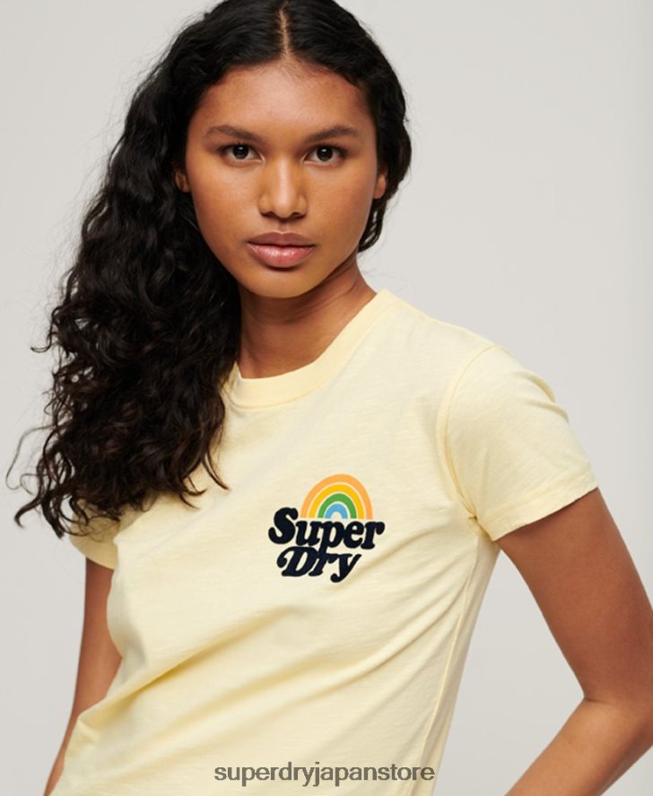 レインボー 90 年代 T シャツ 女性 Superdry 衣類 黄色 2J62PZ2637