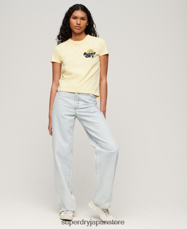 レインボー 90 年代 T シャツ 女性 Superdry 衣類 黄色 2J62PZ2637