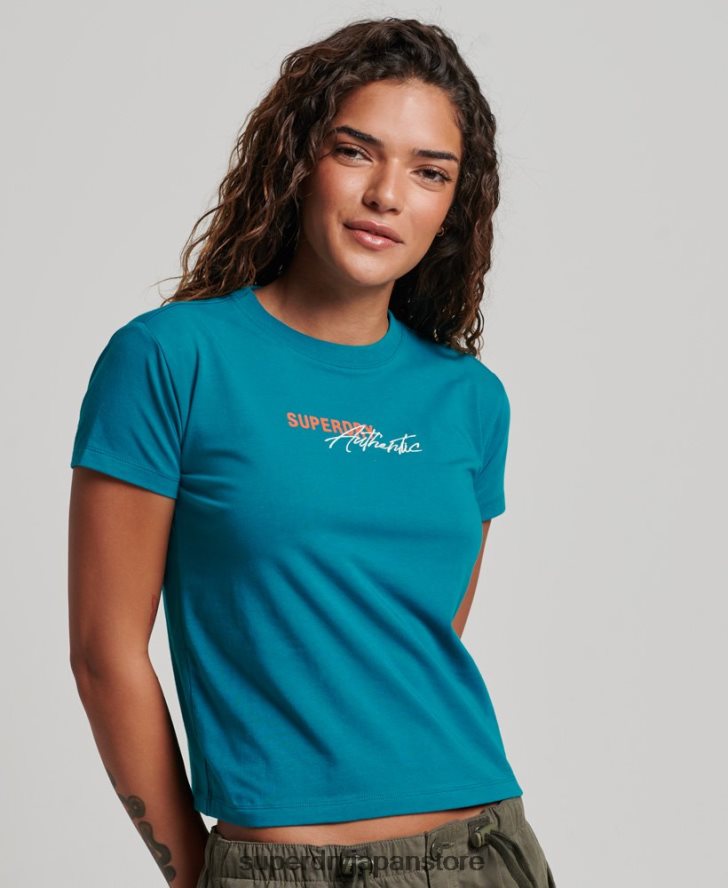 90年代グラフィックTシャツ 女性 Superdry 衣類 ターコイズ 2J62PZ2721