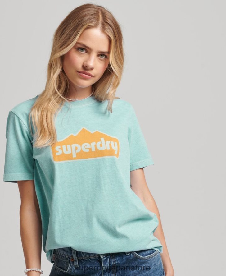 90年代の地形グラフィックTシャツ 女性 Superdry 衣類 ライトブルー 2J62PZ6194