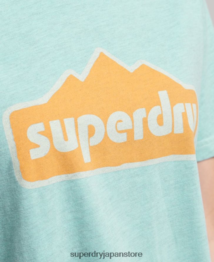 90年代の地形グラフィックTシャツ 女性 Superdry 衣類 ライトブルー 2J62PZ6194