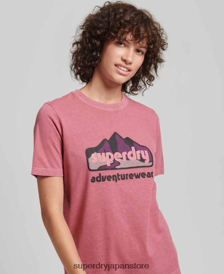 90年代の地形グラフィックTシャツ 女性 Superdry 衣類 ピンク 2J62PZ6210