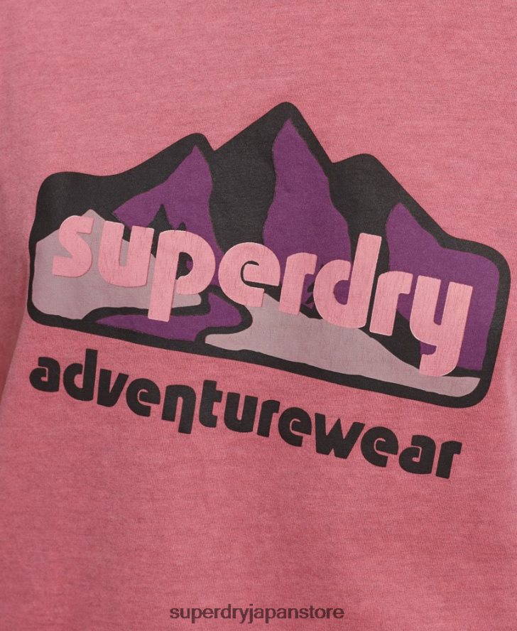 90年代の地形グラフィックTシャツ 女性 Superdry 衣類 ピンク 2J62PZ6210