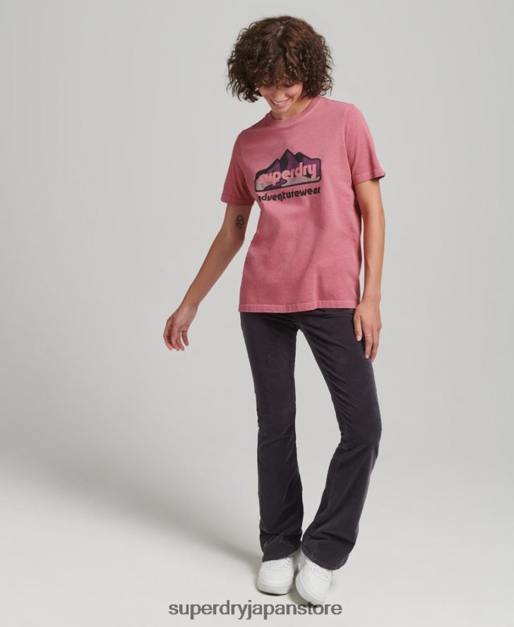 90年代の地形グラフィックTシャツ 女性 Superdry 衣類 ピンク 2J62PZ6210