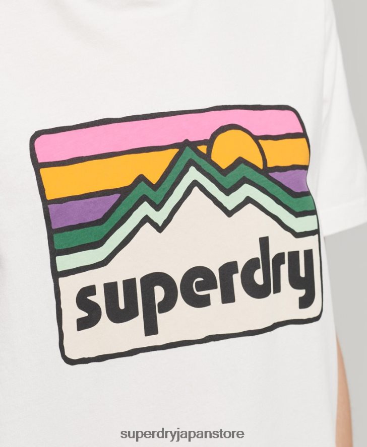90年代の地形グラフィックTシャツ 女性 Superdry 衣類 白 2J62PZ6276