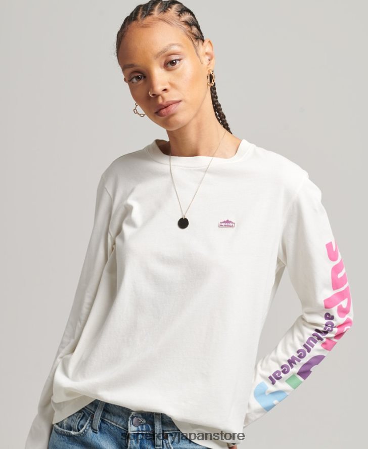 90s テレイン ロングスリーブ トップ 女性 Superdry 衣類 白 2J62PZ6745