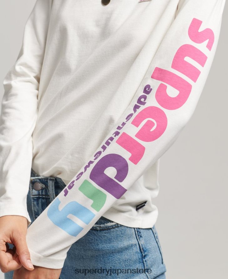 90s テレイン ロングスリーブ トップ 女性 Superdry 衣類 白 2J62PZ6745