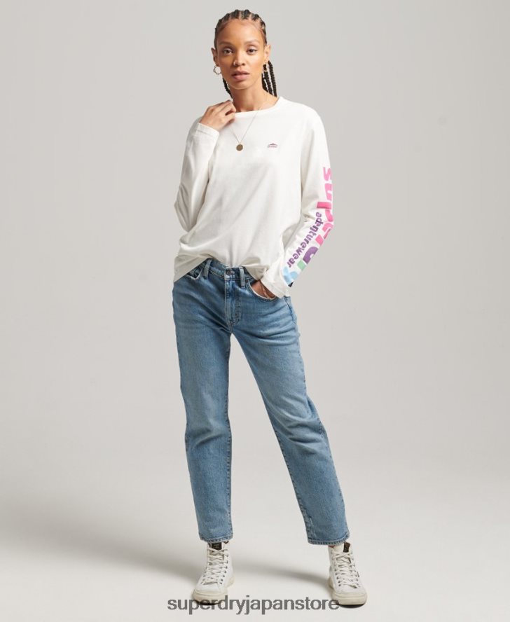 90s テレイン ロングスリーブ トップ 女性 Superdry 衣類 白 2J62PZ6745
