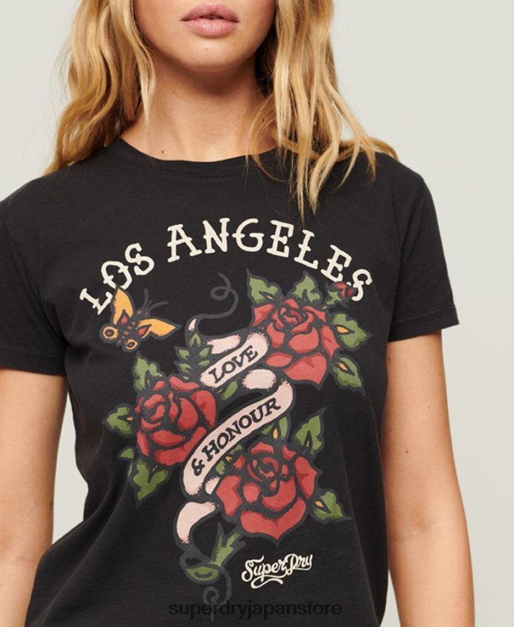 タトゥーグラフィック 90s フィット T シャツ 女性 Superdry 衣類 黒 2J62PZ2616