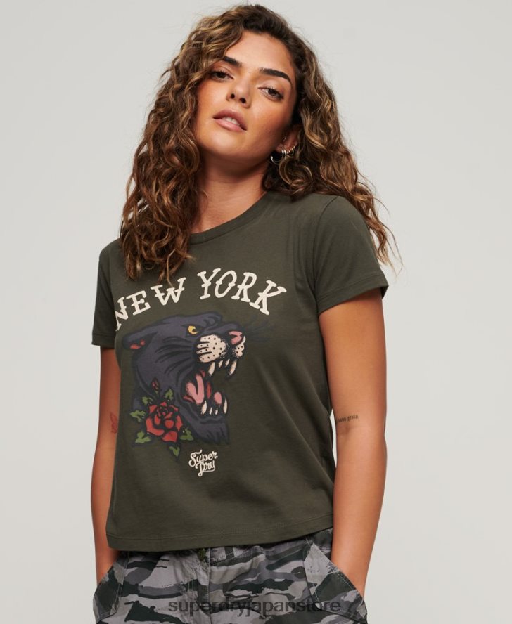タトゥーグラフィック 90s フィット T シャツ 女性 Superdry 衣類 緑 2J62PZ2627