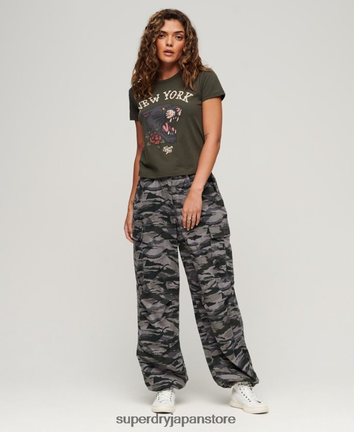 タトゥーグラフィック 90s フィット T シャツ 女性 Superdry 衣類 緑 2J62PZ2627